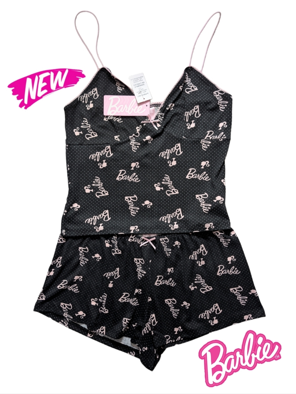 NWT BARBIE 2 Piece All Over Logo Matching Lounge Set Sz. Large